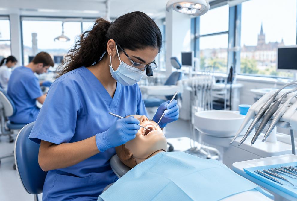 Dentistry students in practical university training
